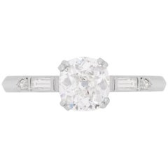 Late Deco 1.10 Carat Diamond Solitaire Engagement Ring, circa 1940s