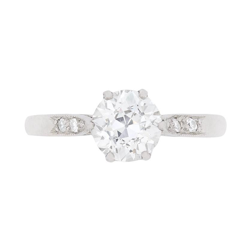Late Deco 1.12 Carat Diamond Solitaire Engagement Ring, circa 1930s