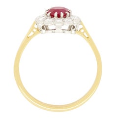Late Deco 1.20ct Ruby and Diamond Cluster Ring, c.1940s