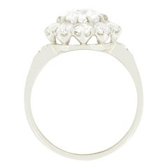 Late Deco 1.25ct Diamond Cluster Ring, c.1940s