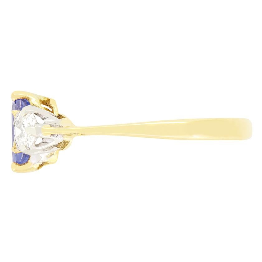 Art Deco Late Deco 1.25ct Sapphire and Diamond Trilogy Ring, c.1940s