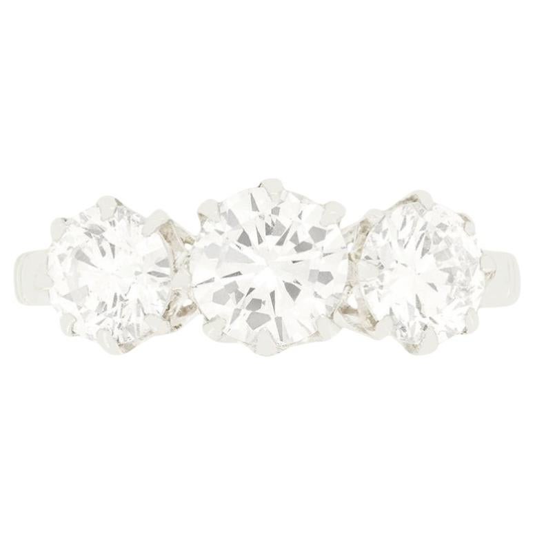 Late Deco 1.30ct Diamond Three Stone Ring, c.1940s