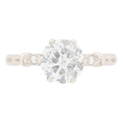 Late Deco 1.45 Carat Transitional Cut Diamond Solitaire Ring, circa 1940s