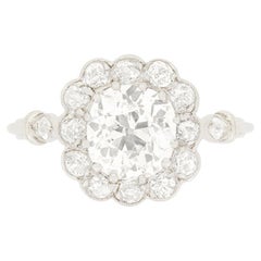 Vintage Late Deco 1.60ct Diamond Halo Ring, c.1930s
