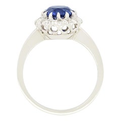 Late Deco 1.70ct Sapphire and Diamond Cluster Ring, c.1940s