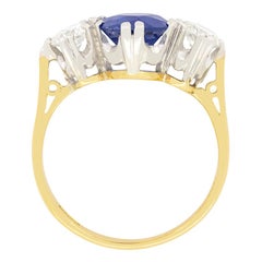 Late Deco 1.70ct Sapphire and Diamond Trilogy Ring, c.1940s