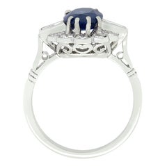 Late Deco 1.90ct Sapphire and Diamond Cluster Ring, c.1940s