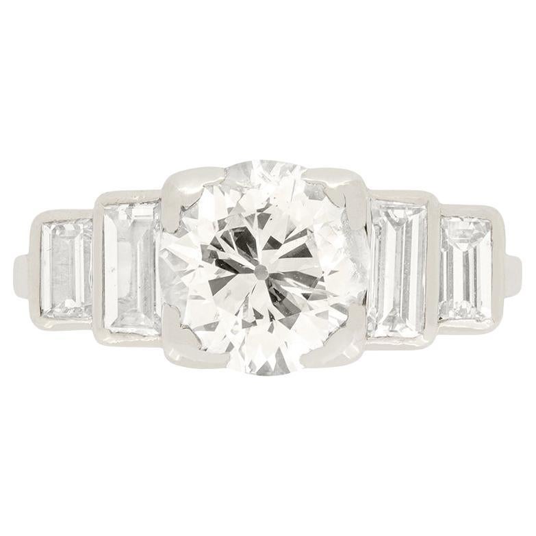 Late Deco 2.00ct Diamond Solitaire Ring, c.1930s For Sale
