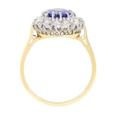 Late Deco 2.00ct Sapphire and Diamond Cluster Ring. c.1930s