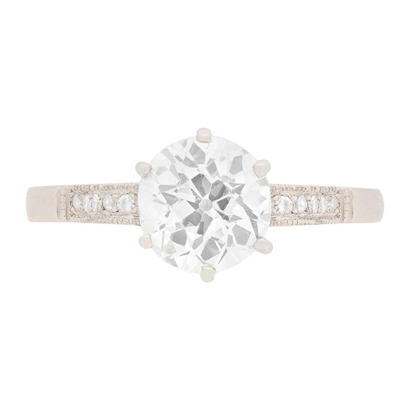 Late Deco 2.07 Carat Diamond Solitaire Engagement Ring, circa 1940s
