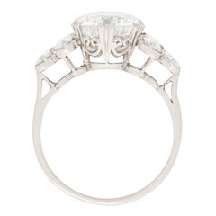 Late Deco 2.72 Carat Transitional Cut Diamond Solitaire Ring, circa 1930s