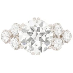 Late Deco 2.72 Carat Transitional Cut Diamond Solitaire Ring, circa 1930s