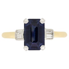 Late Deco 2.80ct Sapphire Solitaire Ring, c.1940s