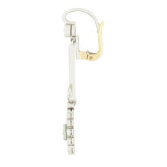 Late Deco 2.90ct Diamond and Emerald Target Drop Earrings, c.1940s