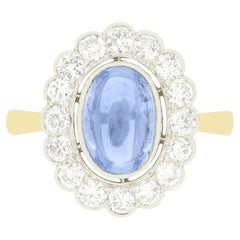 Late Deco 3.50ct Sapphire and Diamond Cluster Ring, c.1930s