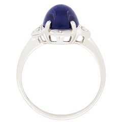 Late Deco 3.75ct Star Sapphire Solitaire Ring, c.1940s