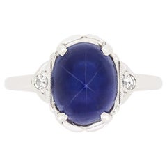 Vintage Late Deco 3.75ct Star Sapphire Solitaire Ring, c.1940s
