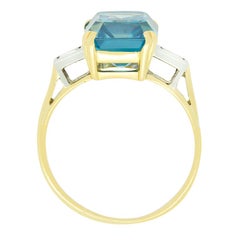 Late Deco 5.00ct Blue Zircon and Diamond Ring, c.1930s