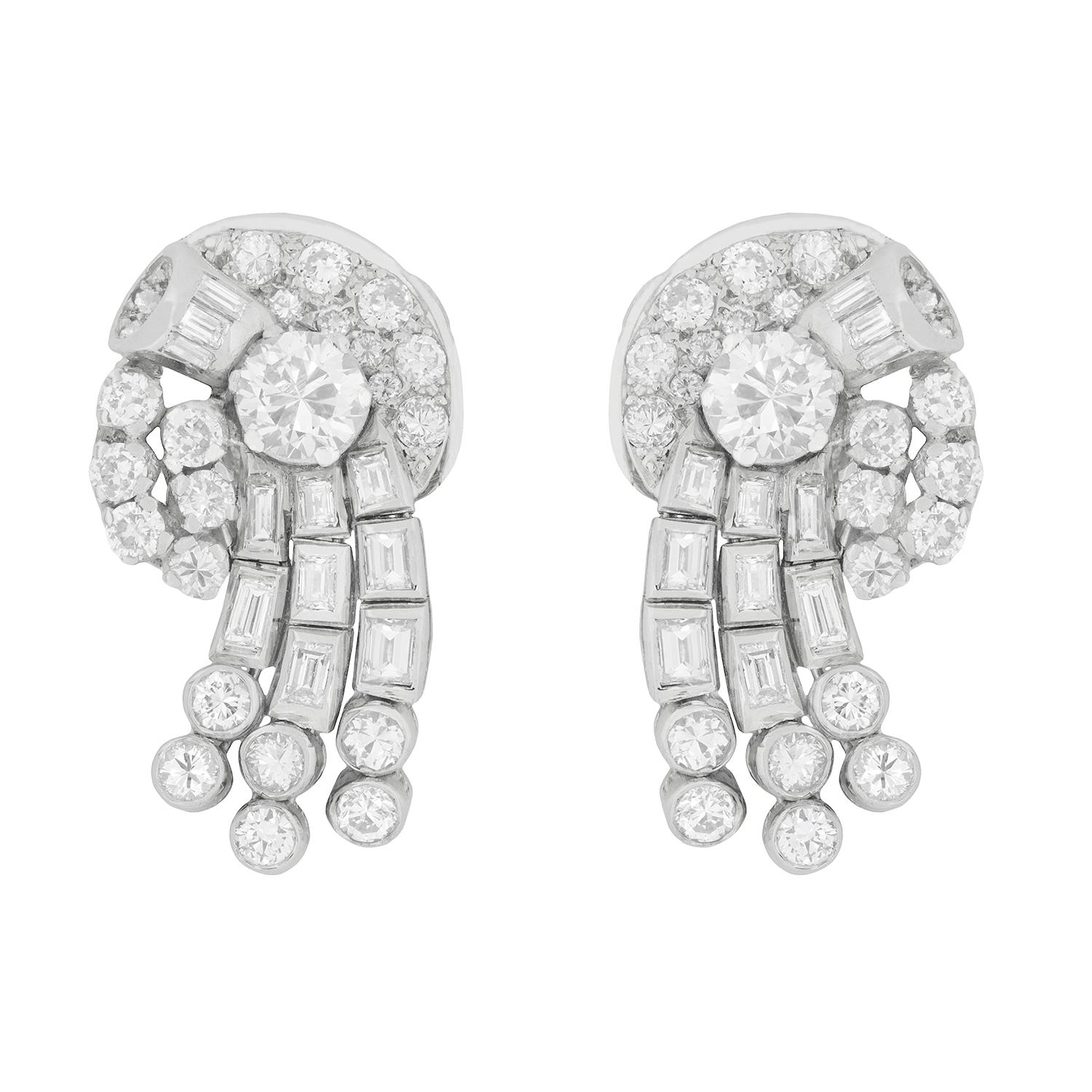 Late Deco 6.20 Carat Diamond Earrings, circa 1930s