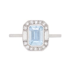 Late Deco Aquamarine and Diamond Cluster Ring, circa 1940s