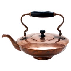 Late Deco Copper Tea Pot w Wood Handle