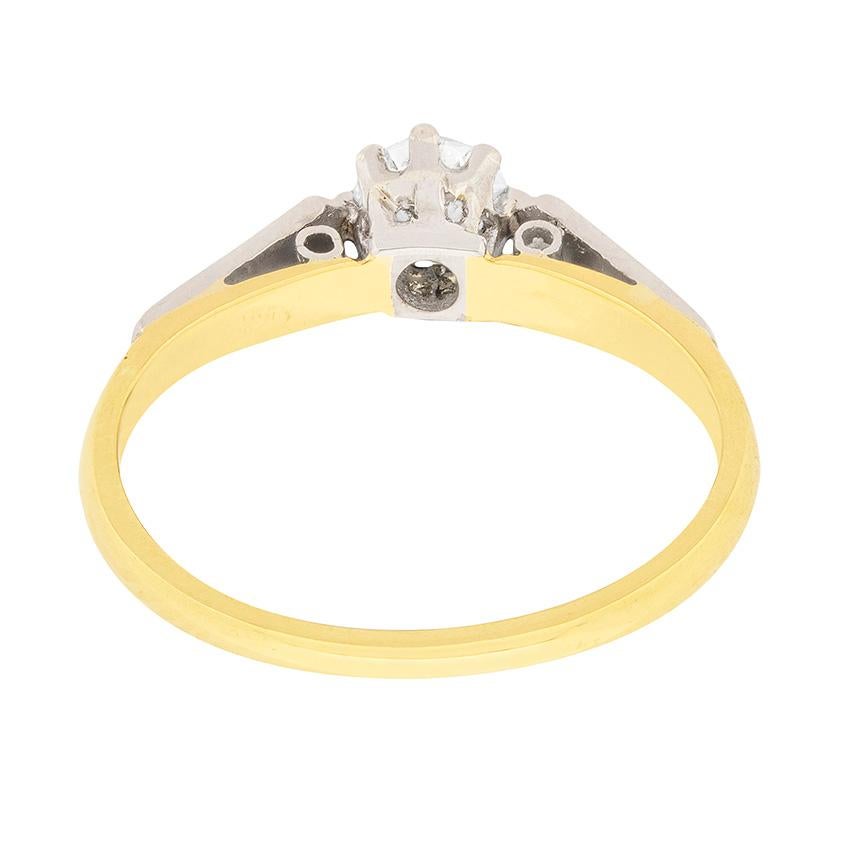Old European Cut Late Deco Diamond Solitaire Engagement Ring, circa 1940s For Sale