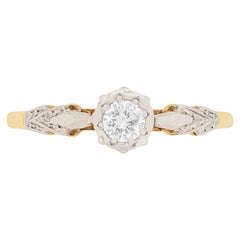 Vintage Late Deco Diamond Solitaire Engagement Ring, circa 1940s