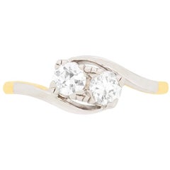 Late Deco Diamond Two-Stone Twist Ring, circa 1930s