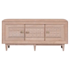 Late Deco French Mid-Century Oak and Brass Sideboard/Credenza