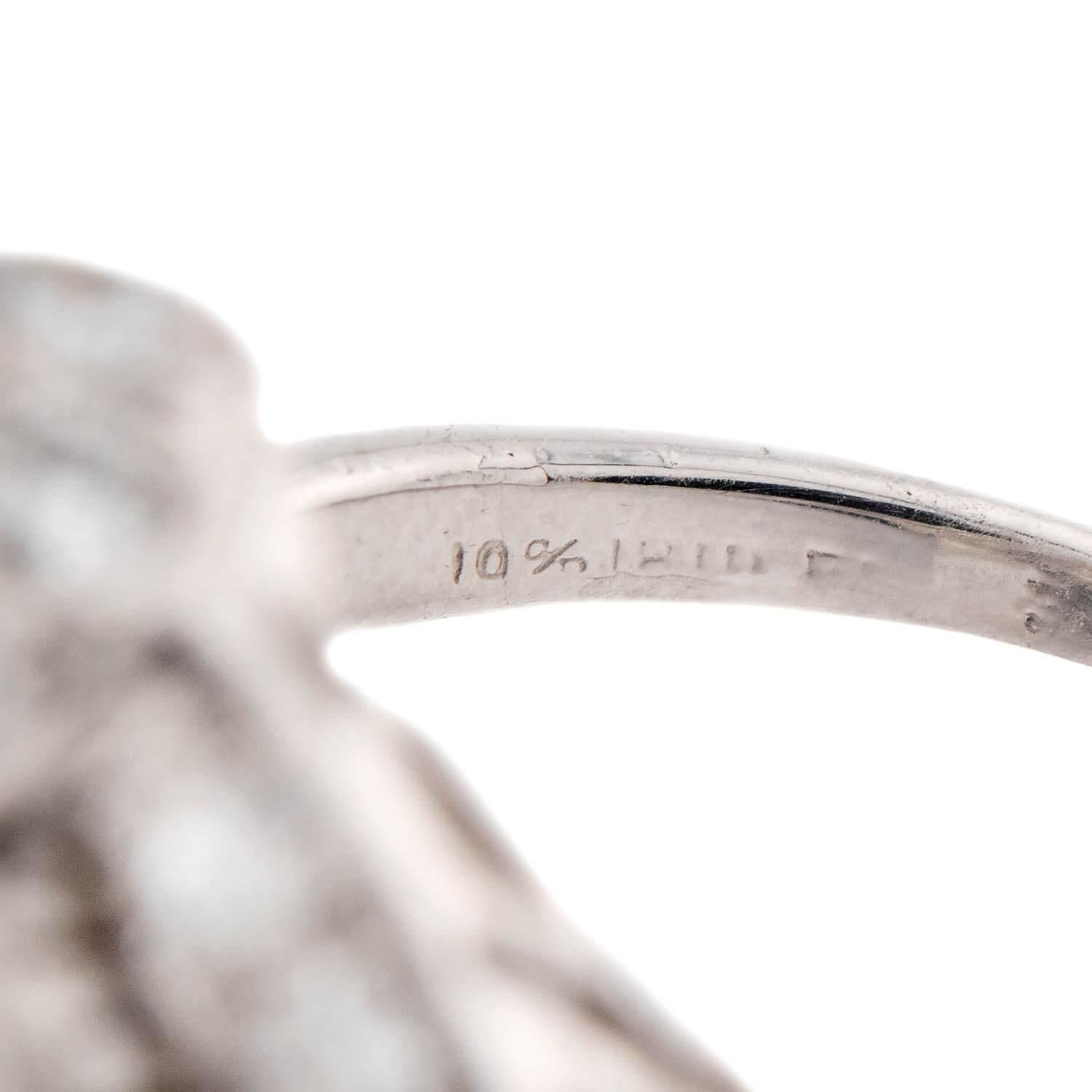 Women's Late Deco  Platinum Diamond Cluster Ring For Sale