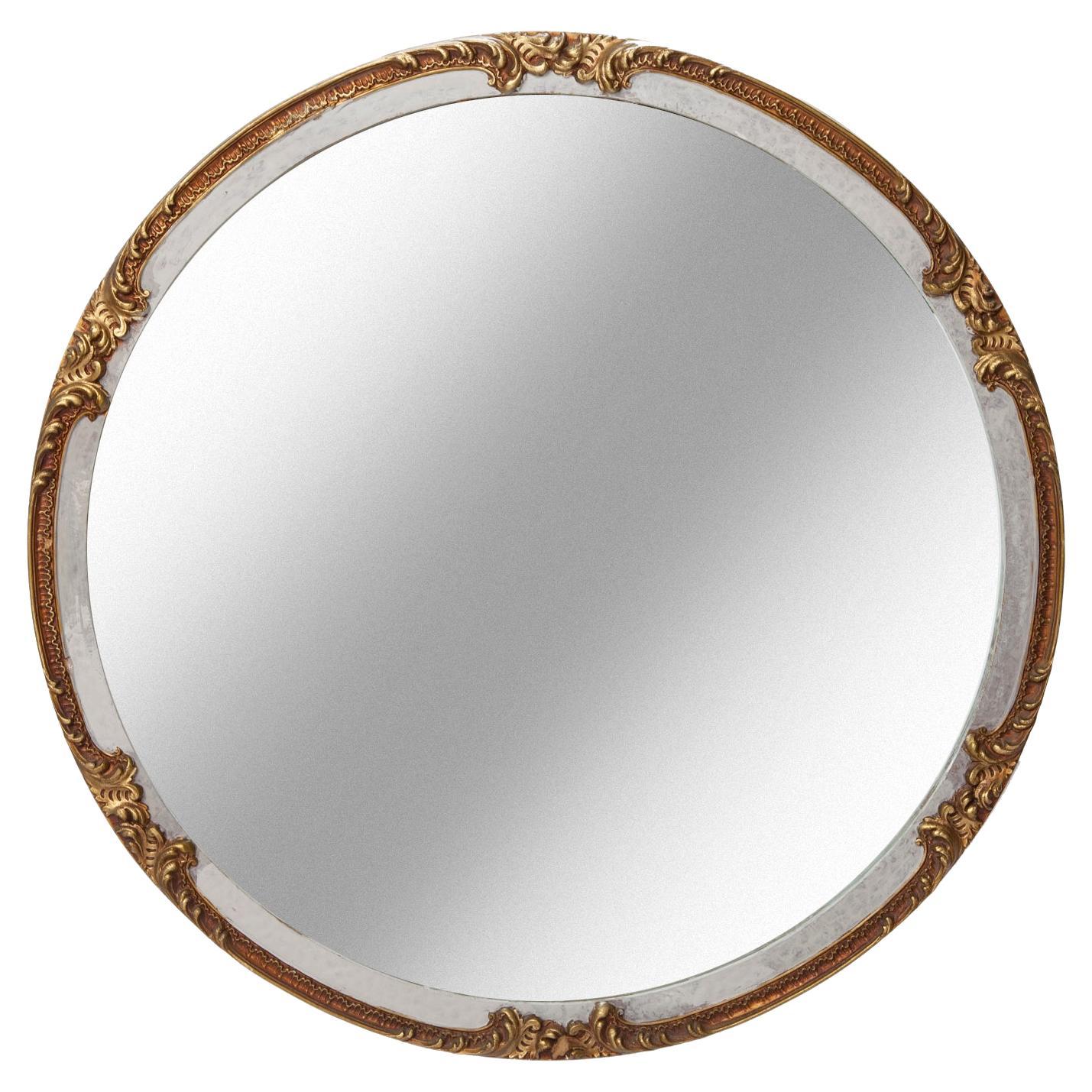 Late Deco Round Two Toned Mirror  For Sale