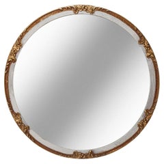 Antique Late Deco Round Two Toned Mirror 