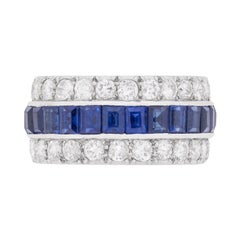 Anello a eternità con zaffiro e diamante di epoca tardo-decò, 1930 circa