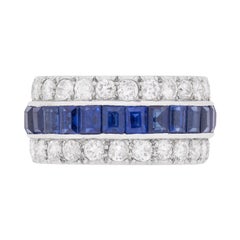 Vintage Late Deco Sapphire and Diamond Eternity Ring, circa 1930s