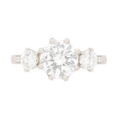 Late Deco Three-Stone Diamond Engagement Ring, circa 1940s