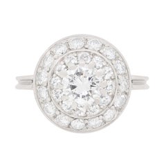 Late Deco Transitional Cut Diamond Double Halo Ring, circa 1940s