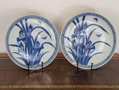 Late Edo Period Pair of Arita Blue and White Chargers, Japan