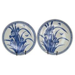 Late Edo Period Pair of Arita Blue and White Chargers, Japan