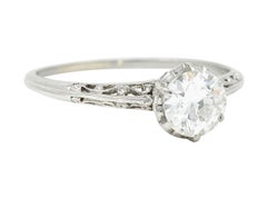 Late Edwardian 0.78 Carat Diamond Platinum Filigree Engagement Ring