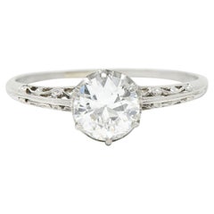 Late Edwardian 0.78 Carat Diamond Platinum Filigree Engagement Ring