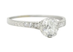 Late Edwardian 0.85 Carat Old Mine Diamond Platinum Engagement Ring