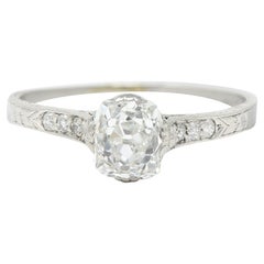Late Edwardian 0.85 Carat Old Mine Diamond Platinum Engagement Ring