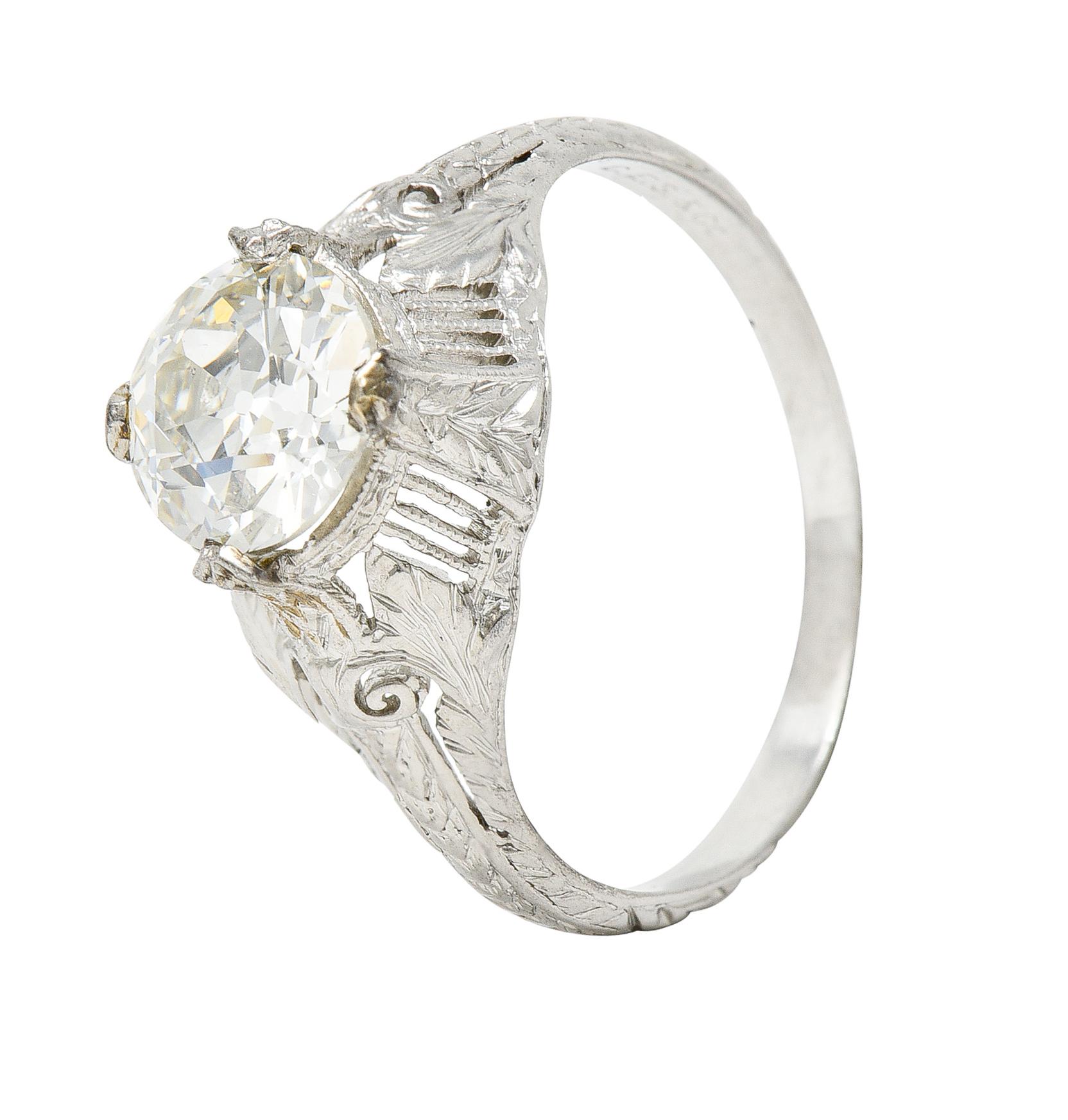 Bague de fiançailles en platine avec diamant taille européenne ancienne de la fin de l'époque édouardienne de 1,25 carat, certifié GIA en vente 6