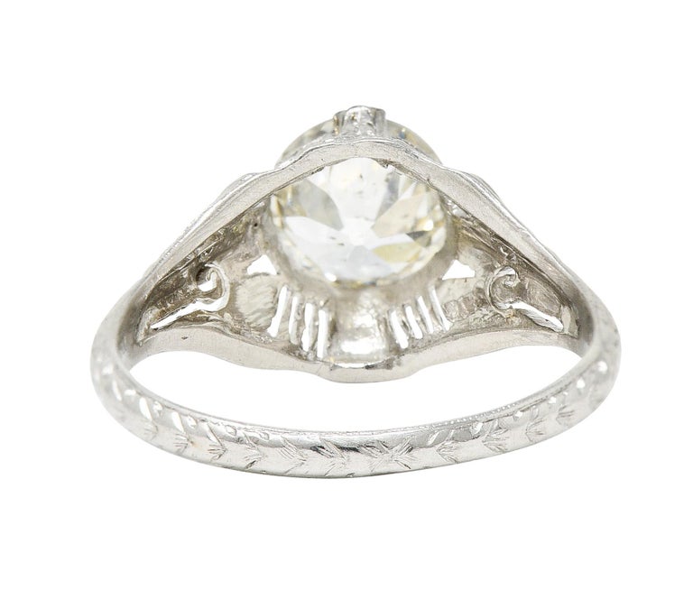 Women's or Men's Late Edwardian 1.25 Carats Old European Cut Diamond Platinum Engagement Ring GIA For Sale
