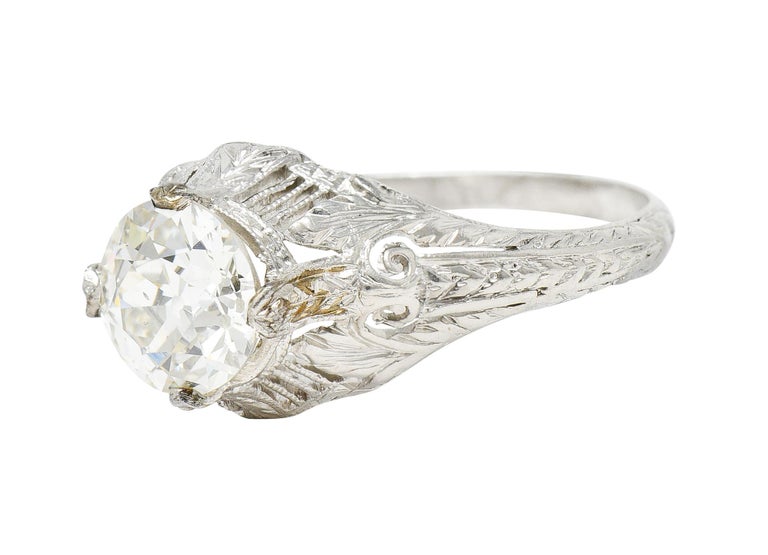Late Edwardian 1.25 Carats Old European Cut Diamond Platinum Engagement Ring GIA For Sale 2