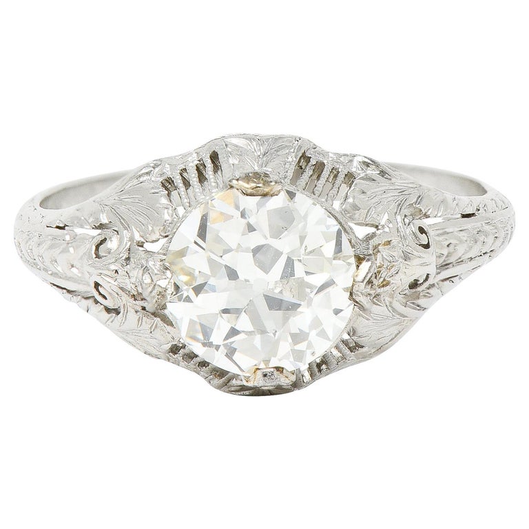 Late Edwardian 1.25 Carats Old European Cut Diamond Platinum Engagement Ring GIA For Sale