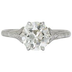 Late Edwardian 1.53 Carat Diamond 14 Karat White Gold Engagement Ring GIA