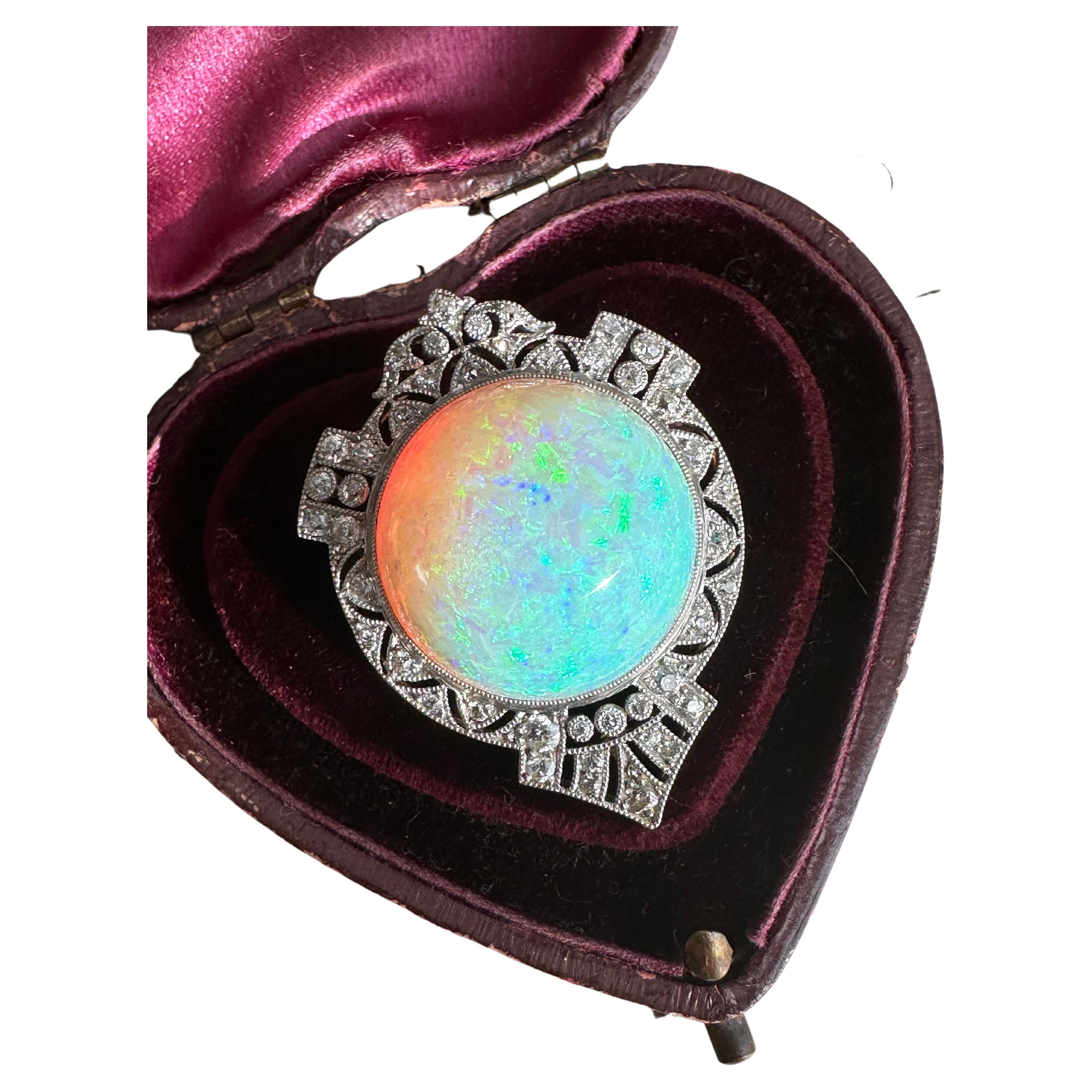 Late Edwardian Black, Starr and Frost Opal and Diamond Brooch