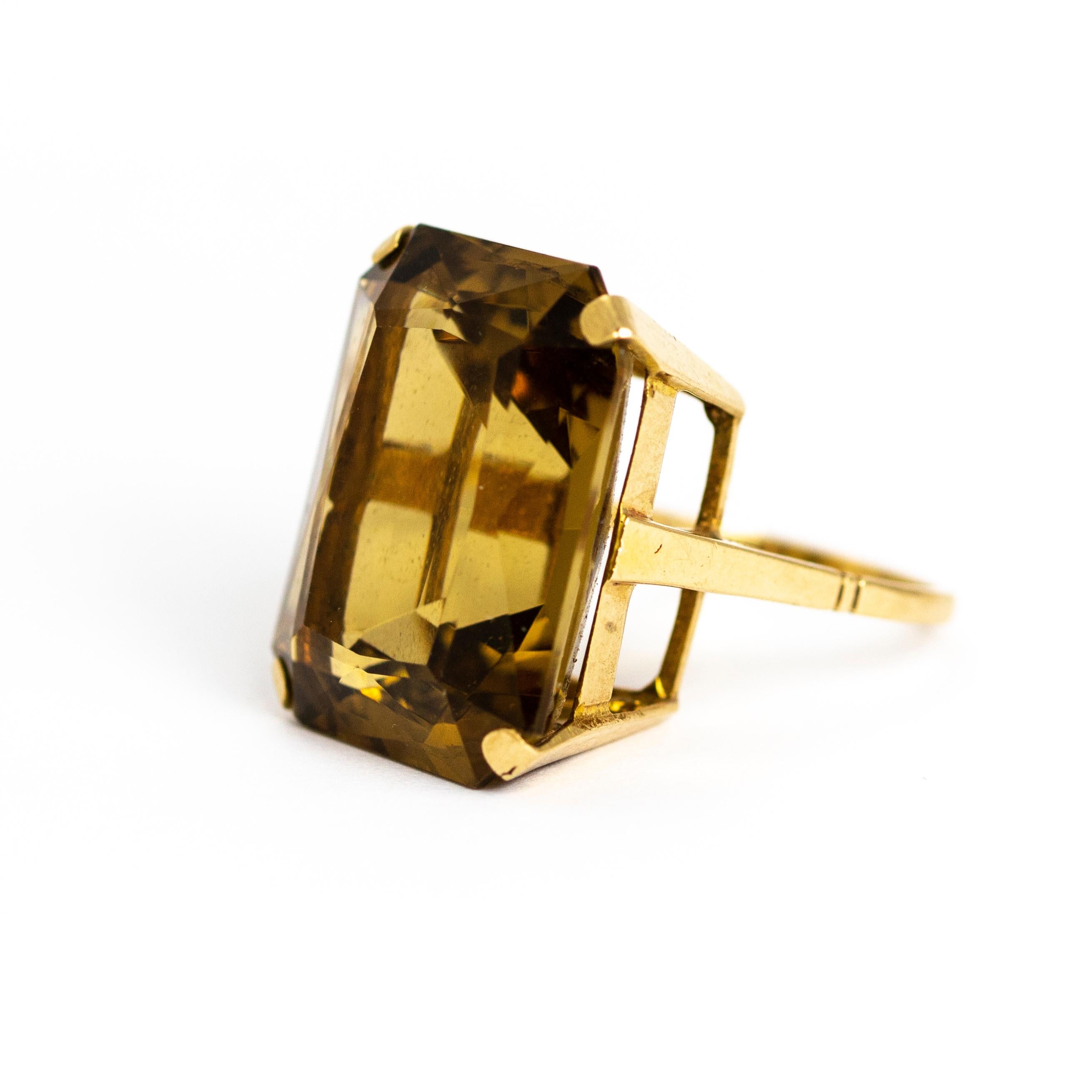 Art Nouveau Late Edwardian Citrine and 9 Carat Gold Cocktail Ring