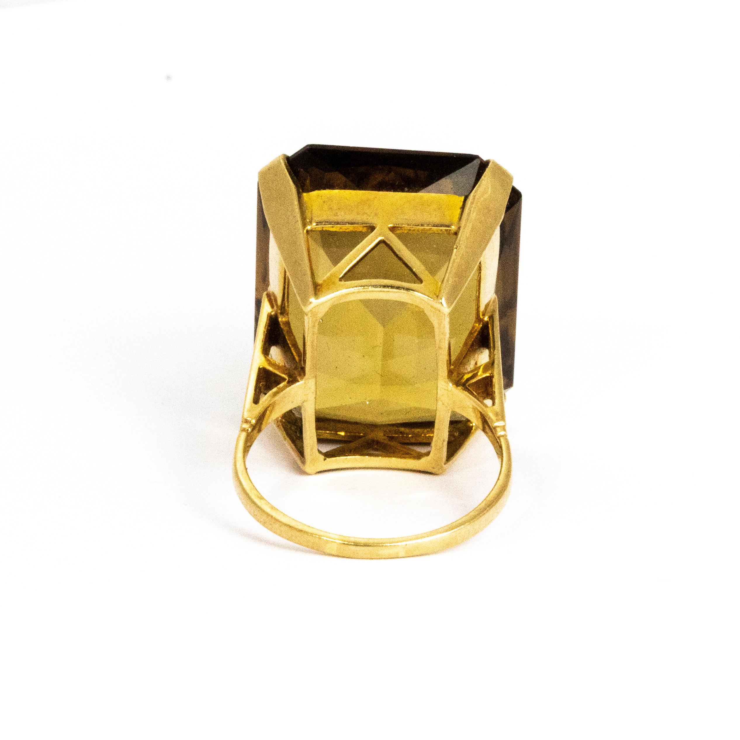 Women's Late Edwardian Citrine and 9 Carat Gold Cocktail Ring